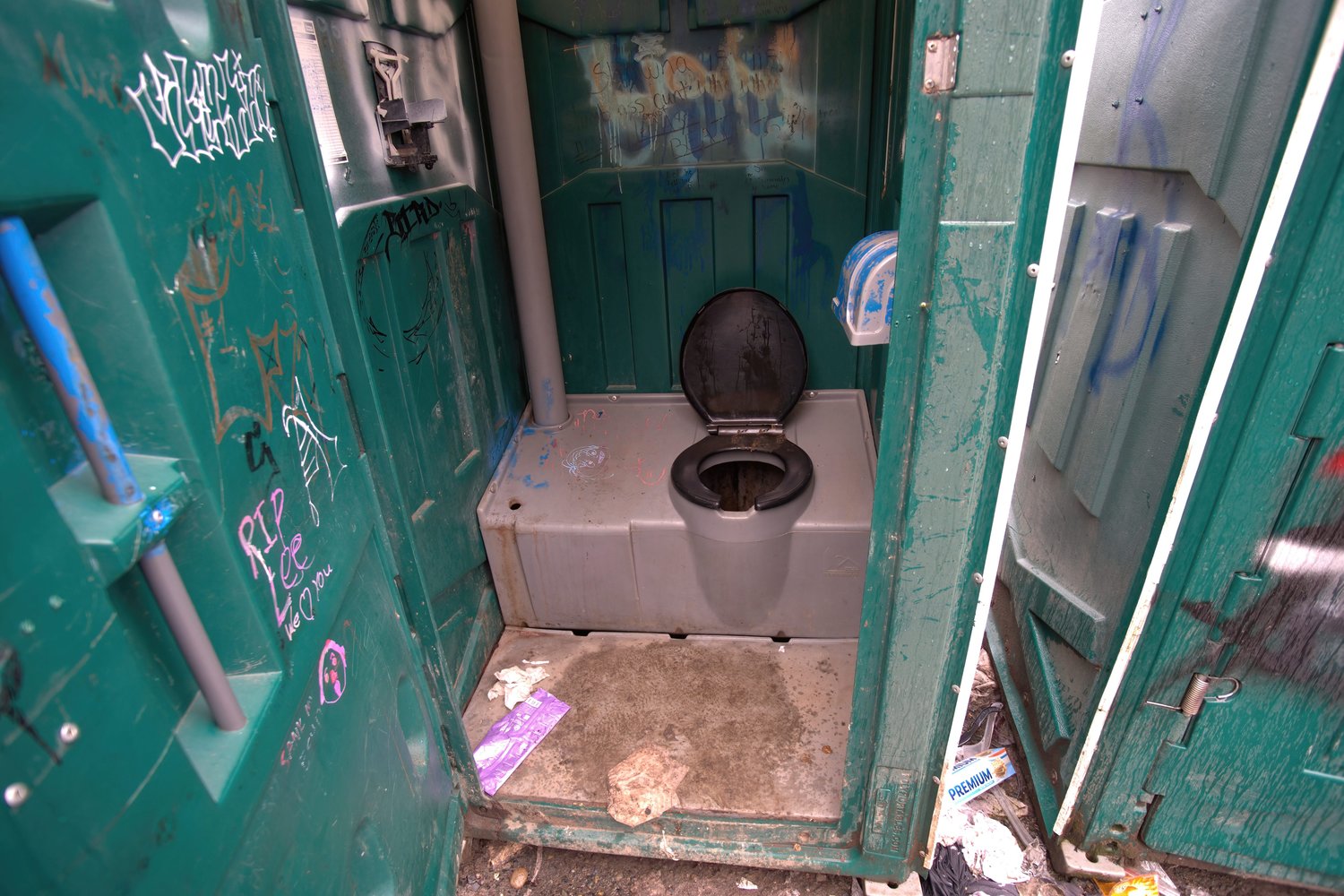 This is an unserviced port-a-potty in The Jungle.
